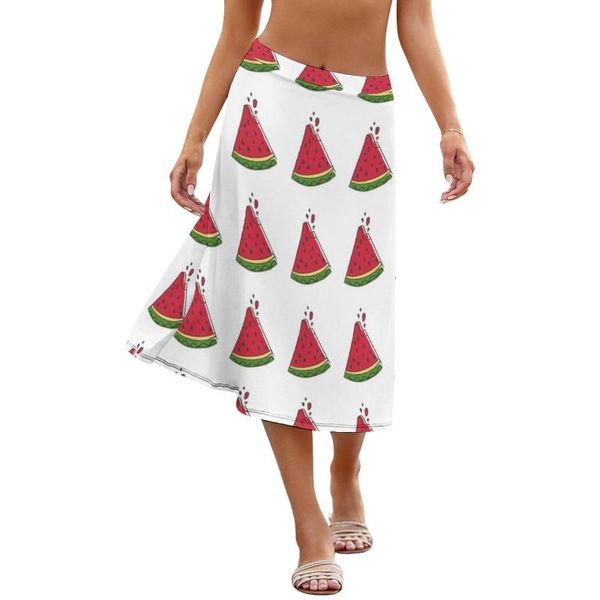

skirts watermelon skirt date women pattern polyester soft midi, Black