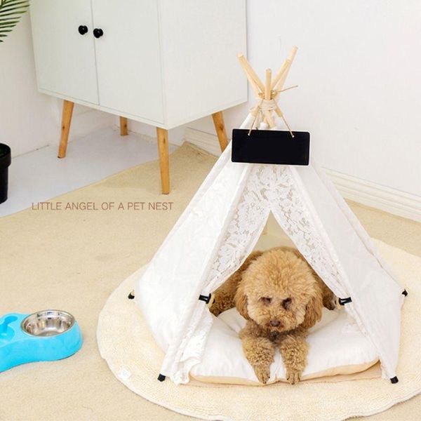 

kennels & pens simple lace sturdy triangle pet teepee bed with cushion luxery dog cat tents 95