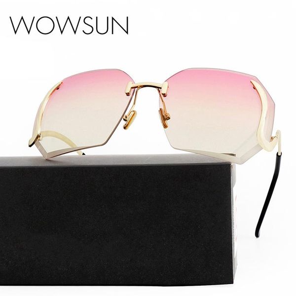 

sunglasses wowsun rimless women retro oversize butterfly sun glasses bent temple uv400 wo-050, White;black