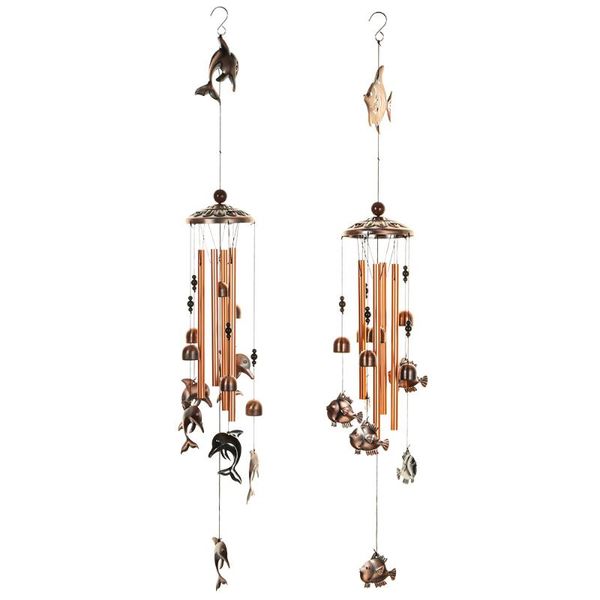 

decorative objects & figurines dolphin tropical fish wind chimes waterproof metal bells with 4 aluminum tubes 6 romantic chime for home outd