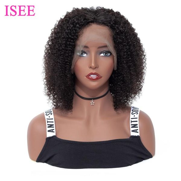 

lace wigs human hair curly for women kinky 4x4 closure bob wig peruvian frontal, Black;brown