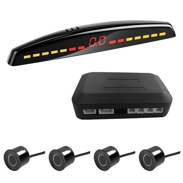 

car rear view cameras& parking sensors novel-car led sensor auto detector parktronic display reverse backup monitor system with 4 black