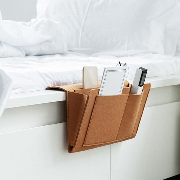 

storage bags sofa armrest felt bedside organizer container with 5 pockets hanging pouch book holder bag