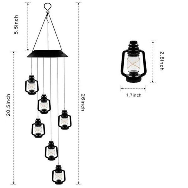 

party decoration 1 * solar wind chime mutil-color led light hanging garden outdoor *100% brand and