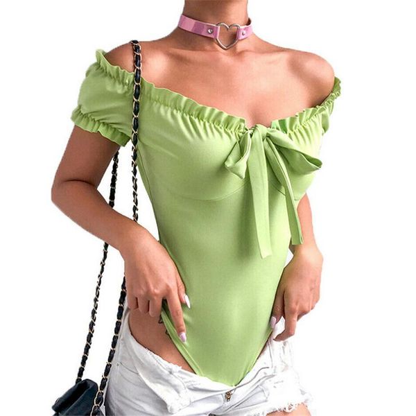 

women's jumpsuits & rompers women bodysuit summer ladies clothes ruffle jumpsuit stretch leotard off shoulder body womens short, Black;white