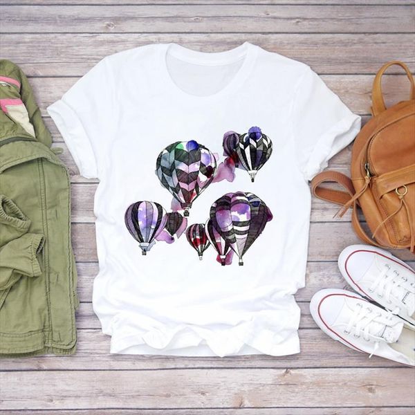 

men balloon watercoor cartoon printing t shirts fashion print lady mens graphic shirt ladies female tee, White;black