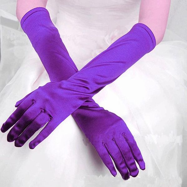 

five fingers gloves telotuny women' long fashion satin opera wedding bridal evening party casual solid color over elbow prom, Blue;gray