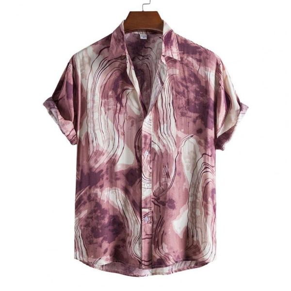 

men's casual shirts short sleeve men shirt turn-down collar tie dye print loose summer beachwear geometric plus size 2021, White;black