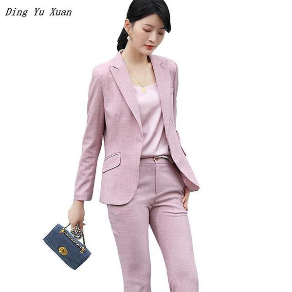 

plus size work wear pants suits for women black pink burgundy blue formal trouser blazer set 2 pieces ladies pantsuit women's two piece, White
