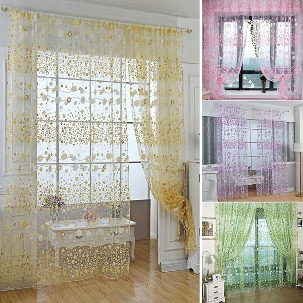 

curtain & drapes flower net voile window curtains sheer tulle drape panel bedroom door home decor