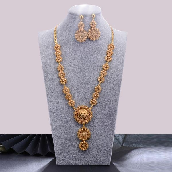 

earrings & necklace wando /african/dubai jewelry set gold color for women eritrea/ wedding dubai bride, Silver