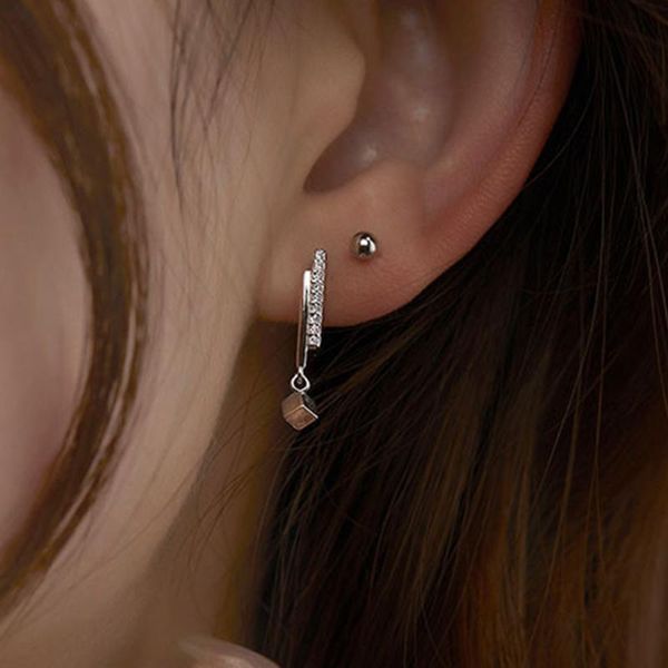 

earring for ladies geometric crystal charm bead stud women fashion party jewelry pendientes accessories 2021 hoop & huggie, Golden;silver