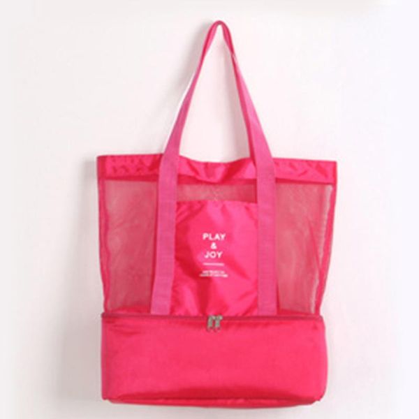 

outdoor bags mesh beach tote, handheld picnic bag insulated lunch shopping handbag