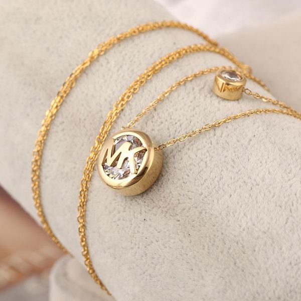 

pendant necklaces double round zircon fashion necklace, Silver