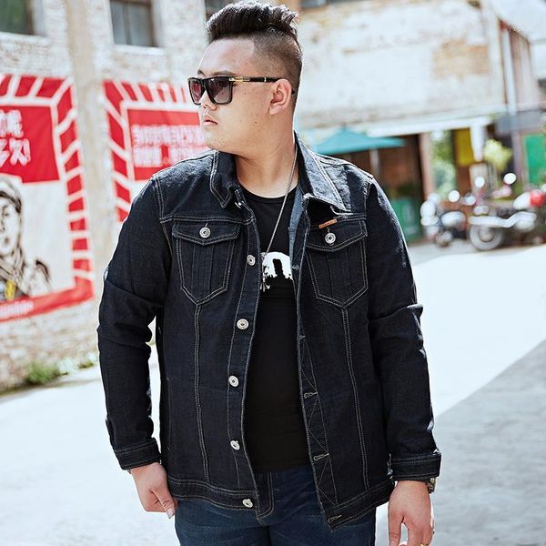 

denim jacket men black stretch oversize motorcycles mens fashion clothing plus size 5xl 6xl 7xl 8xl spring autumn jeans coat men's jack, Black;brown