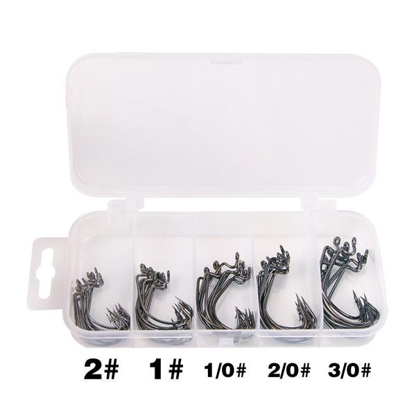 

51pcs/lot black red 5 sizes fishing tackle high carbon steel wide web crank hook accessories hooks