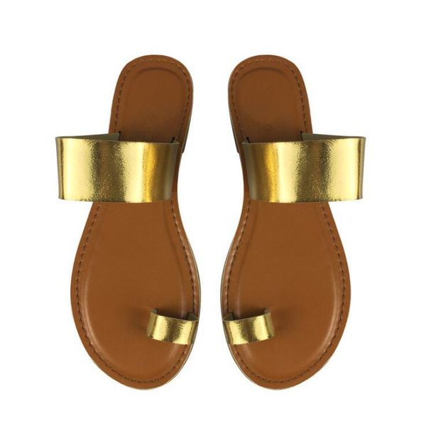 

summer all-match toe flat sandals women fashion outer wear metallic casual heel slippers beach, Black