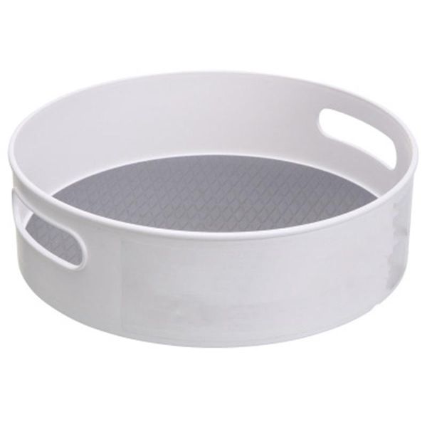 

kitchen storage & organization multifunctional non-slip rotating tray abs cosmetic holder deskfruit dish gray+whit