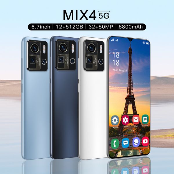 Global Version Phone Mix4 6,7 дюйма 4300mAh аккумуляторная батарея буксировка отпечатков пальцев Разблокировка телефона 6 ГБ + 128 ГБ Mobilephone Audio Android