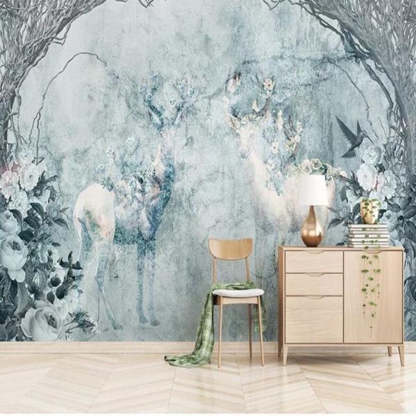 

wallpapers milofi custom nordic nostalgic elk tv background wallpaper mural