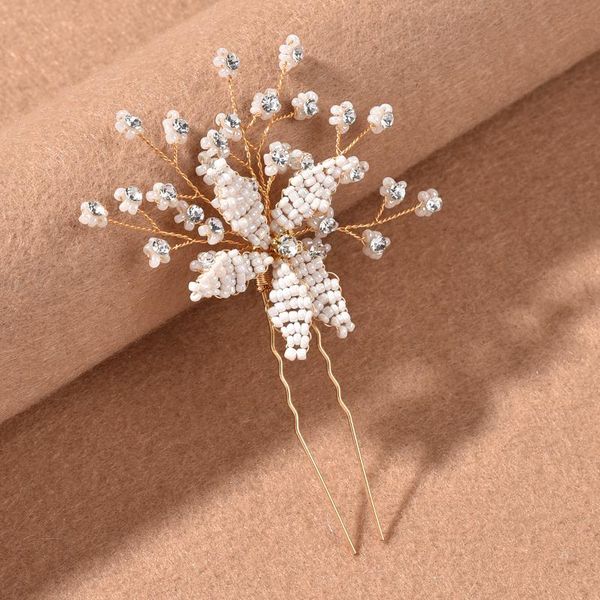 

hair clips & barrettes beaded flowers and diamond hairpin headdress comb back accessories bridal wedding decoration jl, Golden;silver