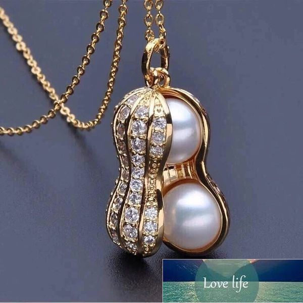Рождественский подарок для женщин ожерелье из арахиса женские белые поддельные жемчужные ожерелье ключицы кулон ювелирные изделия розовый золотой титановый творческий завод цена экспертное качество