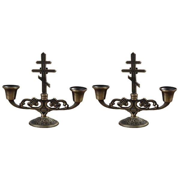 

candle holders 2pcs vintage double-headed metal candlesticks decorative stand