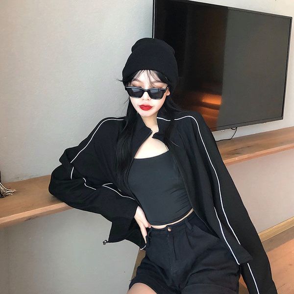 

women's hoodies & sweatshirts reflector sweatshirt sweatshirt, autumn, thin, harajuku style, japanese punk, casual, black, sweaters, sp