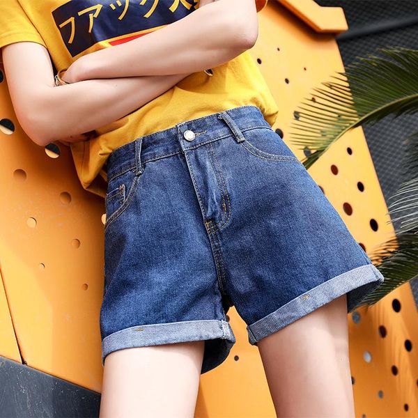 

women's shorts women's denim high waist four-color wide leg classic female casual thin breathable summer loose jeans short, White;black