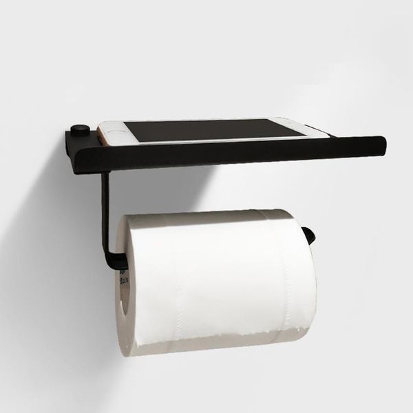 

toilet paper holders wall mounted holder black paint double tissue shelf space aluminum material bathroom product