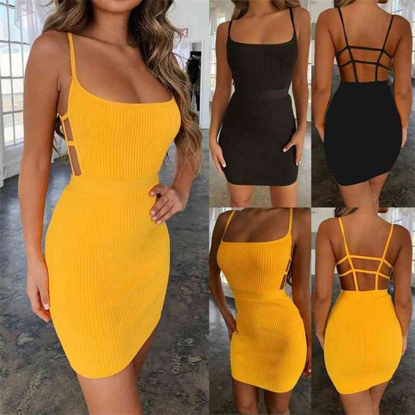 

women dresses sleeveless fashion female bandage bodycon solid party sheath short mini backless ladies clothing 210522, Black;gray