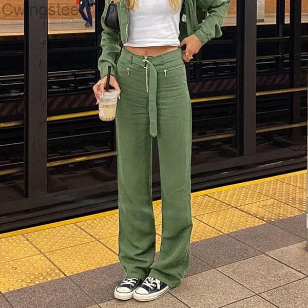 

women's jeans fashion solid high waist green casual harajuku streetwear denim trousers with belt vintage basic cute capris, Blue