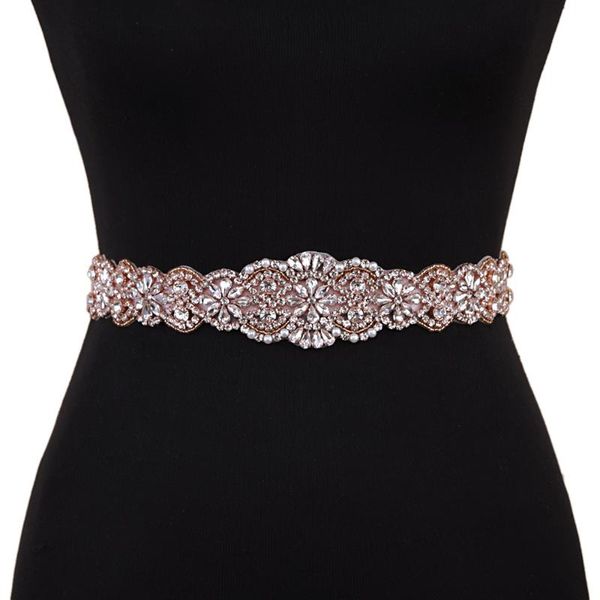 

wedding sashes trixy s161b-rg rose gold belt sash rhinestones crystal bridal elegant jeweled for formal dress, White