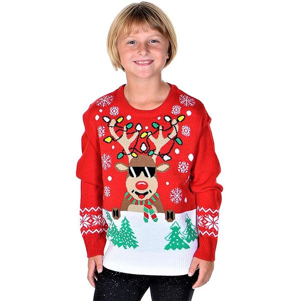 

tongxiang sweater christmas chilen's fawn jacquard, White;black