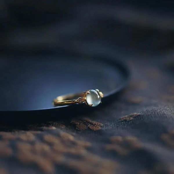 

cluster rings original high clear water xiaoice egg chalcedony ring s925 sterling silver inlaid diamond little finger women's fashion, Golden;silver