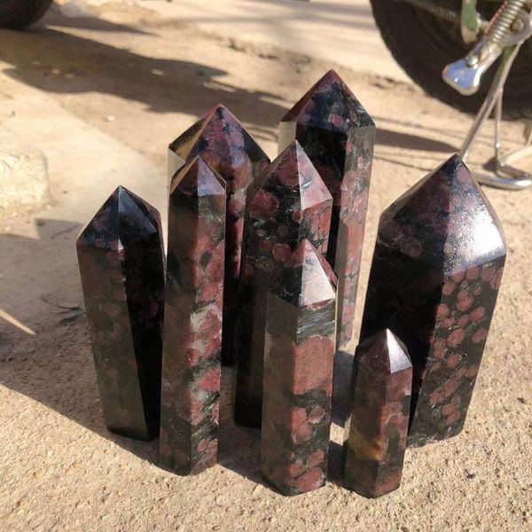 

decorative objects & figurines natural crystal firework garnet point quartz mineral stone healing obelisk wand home decor diy gift decoratio