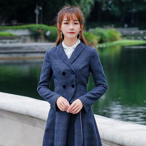 

women's suits & blazers women autumn office lady plaid retro double breasted blazer 2021 spring thicker suit vintage jacket fashion coa, White;black