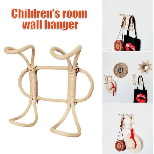 

hooks & rails natural rattan wall hanger with double durable long lasting odourless easy to install convenient for bedroom dfds889