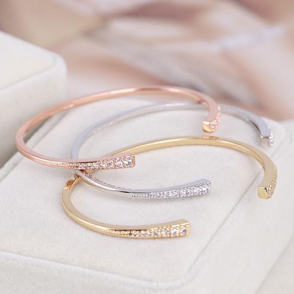 

bangle european and american inlaid zircon open fashion bracelet for women, Black