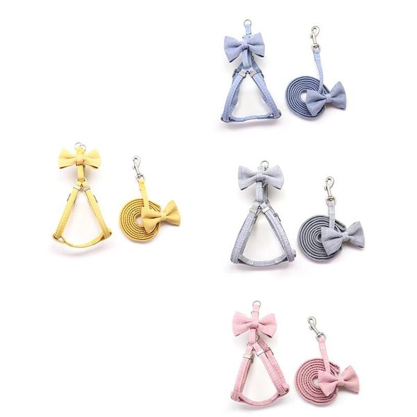 

dog collars & leashes cat and collar adjustable cute bowknot harness small medium pet traction rope outdoor walking