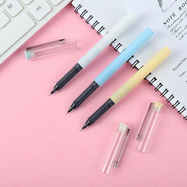

gel pens 4 pcs/lot candy colors straight liquid pen set 0.5mm black ink student stationery exam office school writing supplies