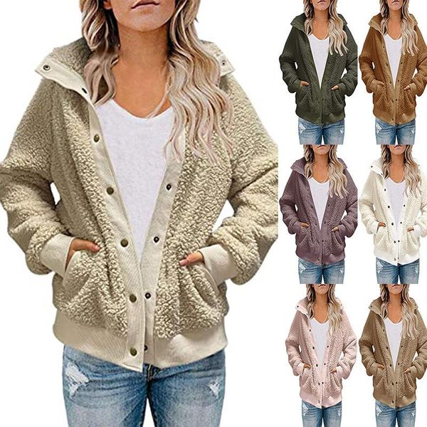 

women's jackets women jacket coat winter warm casual loose plush patchwork autumn faux fur lamb wool female outwear, Black;brown