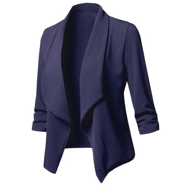 

autumn women blazer fashion solid turn-down collar casual jacket coats spring office wear ladies 's suits & blazers women's, White;black