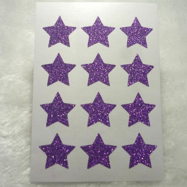 

19mm/0.75inch mini purple glitter star sticker gift wrap
