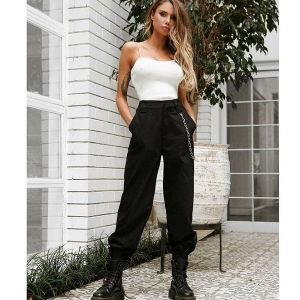 

women's pants & capris fashion womens cargo trousers military army combat casual jogger tracksuit bottoms, Black;white