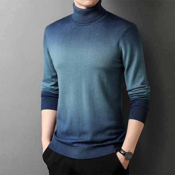 

men's sweaters 2021 autumn and winter high-neck sweater men handsome knitted bottoming shirt 12508, White;black