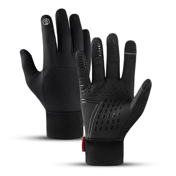 

kyncilor autumn and winter cycling gloves for men women water repellent warm windproof mountain bike touch screen, Black