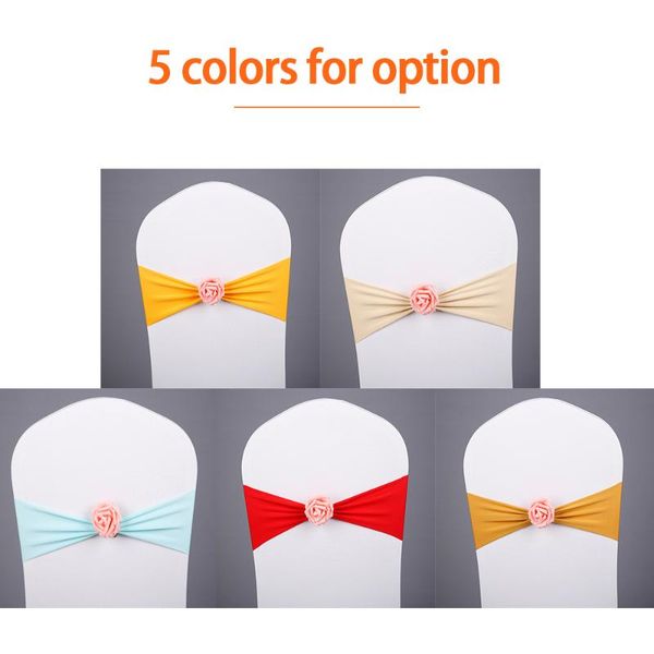 

chair sash bow elastic ribbon back tie bands pink flower for wedding party ceremony banquet decor sashes