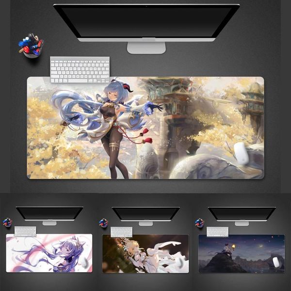 

mouse pads & wrist rests genshin impact game silicone large/small desk table protect office work mat pad x xl non-slip lapcushion