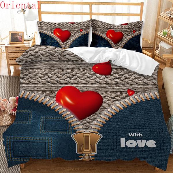 

bedding sets hd digital print personalized zipper heart duvet cover+ pillowcase 2/3pcs customized bed set us/au/eu size 11